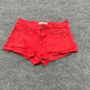 Sound & Matter Shorts Womens Size 28 Red Denim Heart Pocket Low Rise Mini Casual